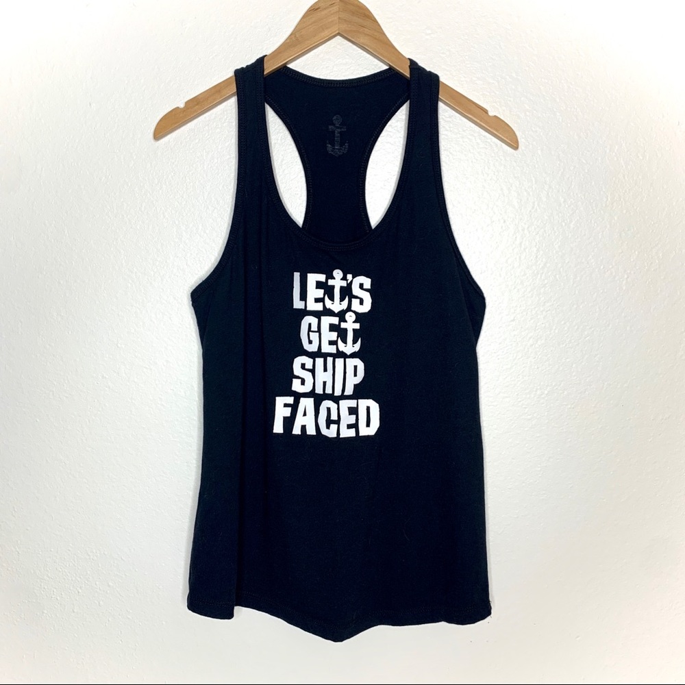 Let’s Get Ship Faced Racerback Tank Top Cruise Ship Graphic Tank Anchor Shirt
